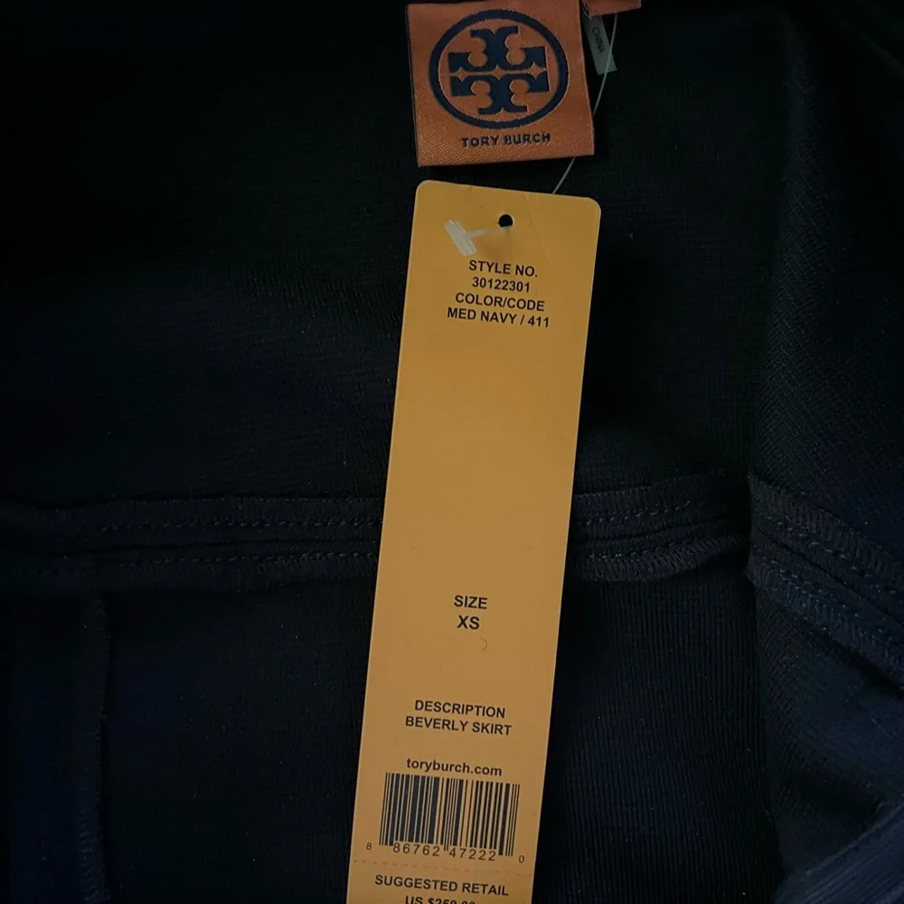 Tory Burch XS navy wool blend skirt New With Tags